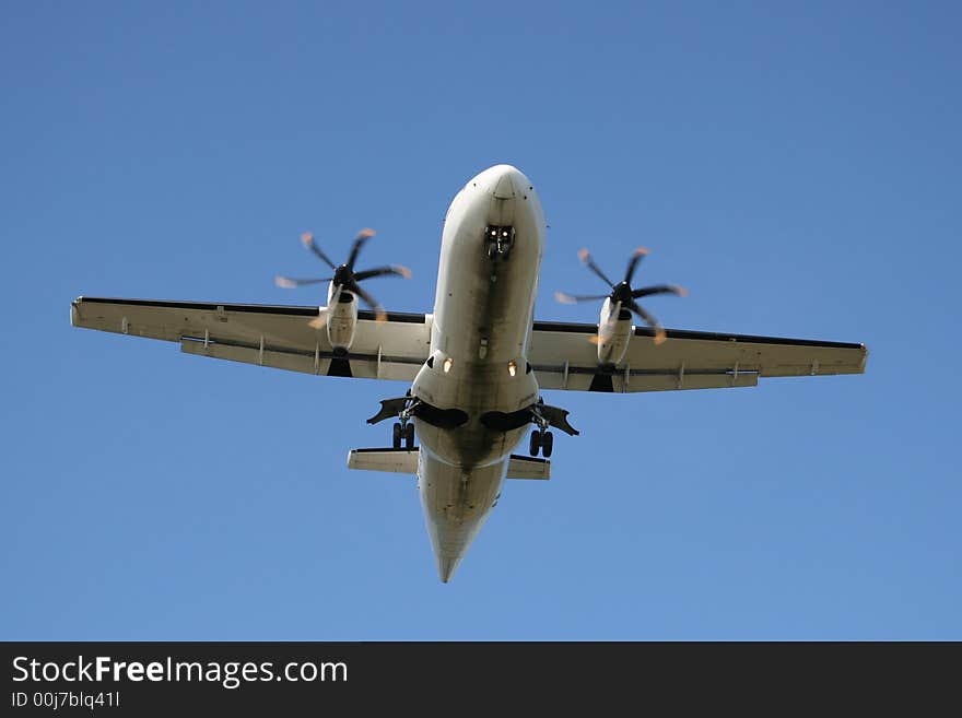 Civilian jet plane on landing. Civilian jet plane on landing