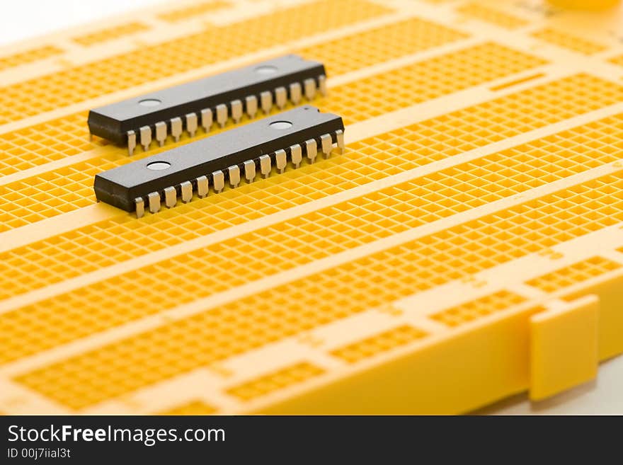 Microprocessor on protoboard