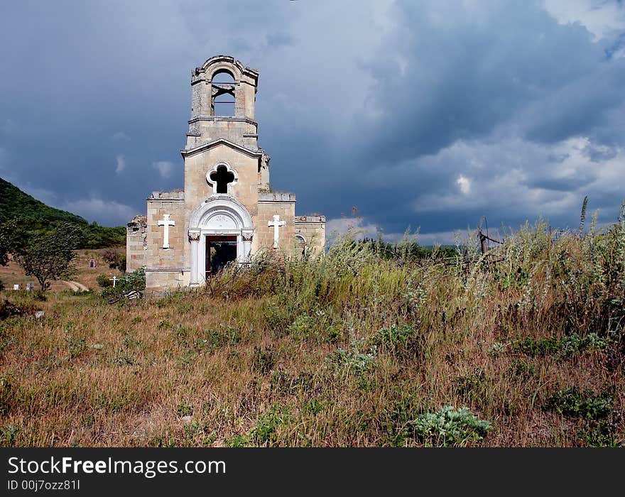 The Temple destroyed during the Second World war, on a place where there was a small Greek settlement in Crimea earlier. The Temple destroyed during the Second World war, on a place where there was a small Greek settlement in Crimea earlier