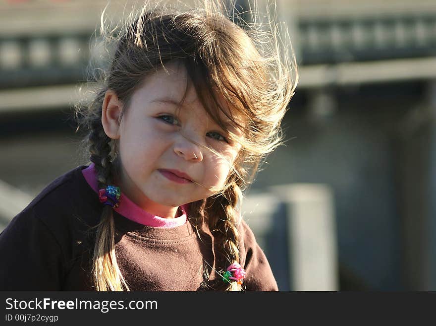 Young girl enjoying a day at the Queen Mary. Young girl enjoying a day at the Queen Mary.