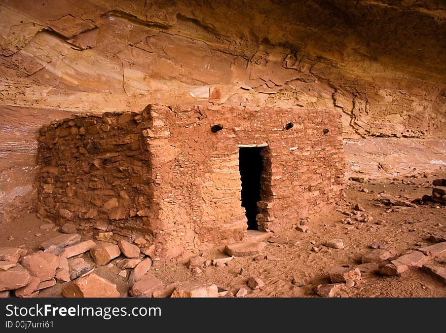 A reconstructed building in Cedar Mesa, Utah. A reconstructed building in Cedar Mesa, Utah