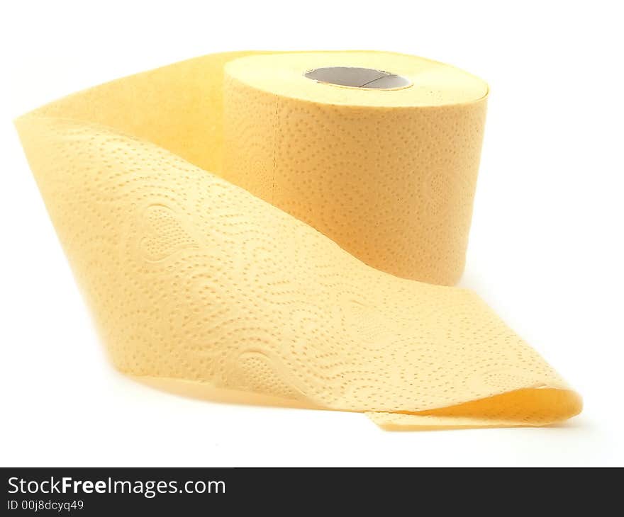 One roll of toilet paper isolated on white background