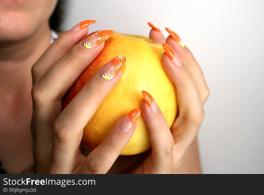 Apple in female hands