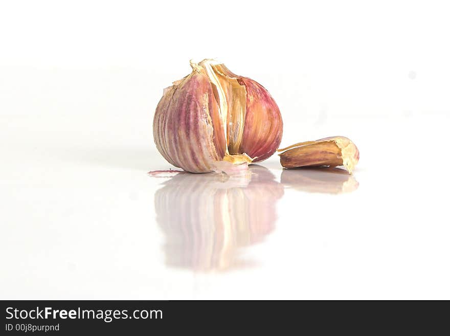 Dry garlic isolated on white