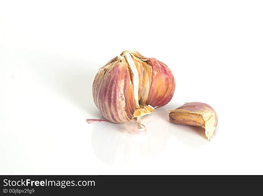 Dry garlic isolated on white