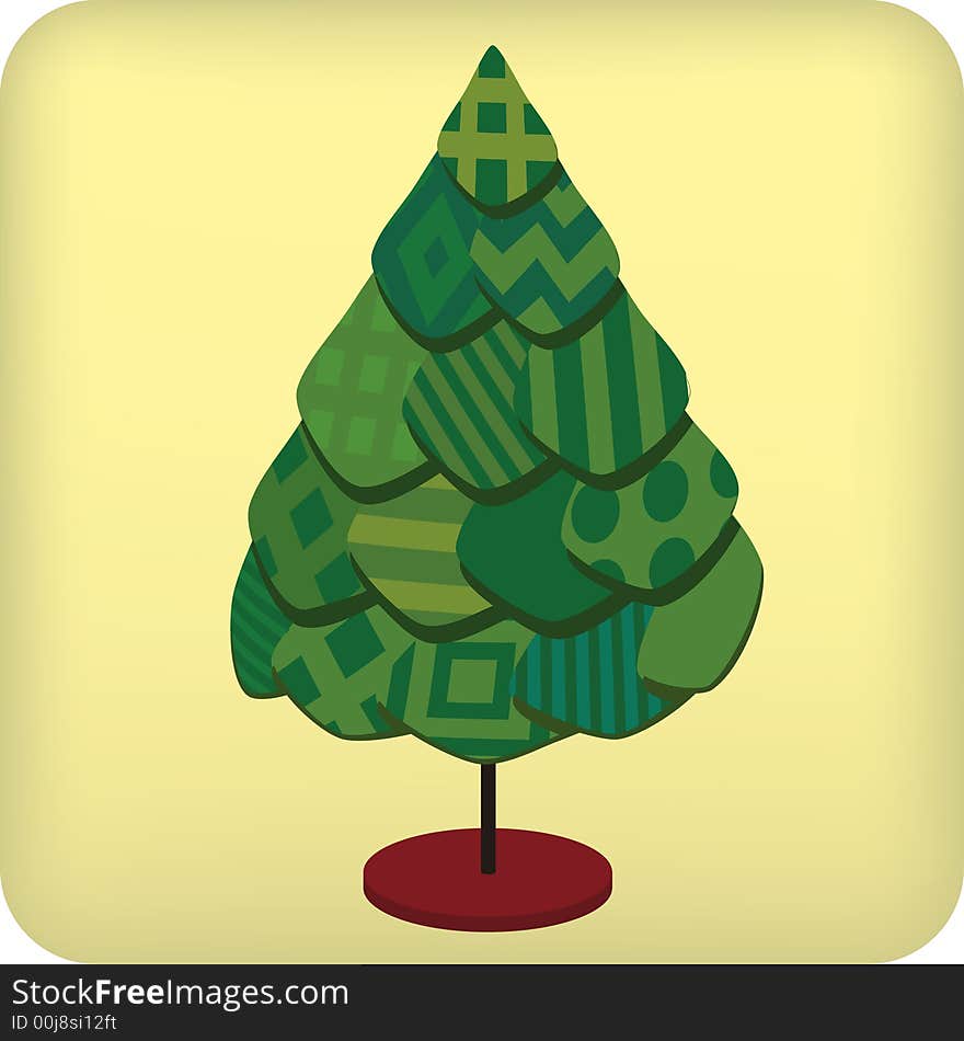 Textil tree (vector). Christmas tree made with patchwork.