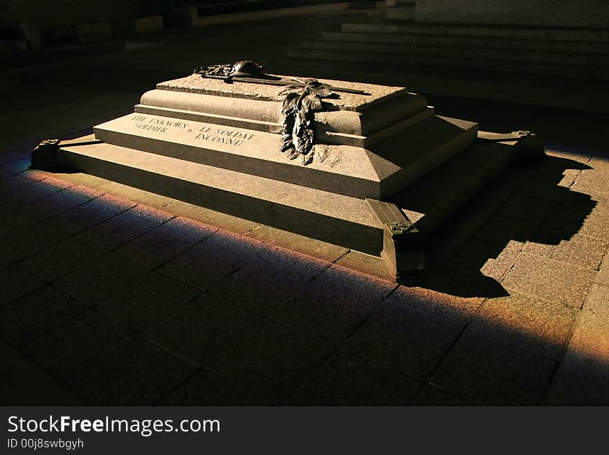 The Tomb of the Unknown Soldier, part of the National War Memorial in Ottawa, Canada.