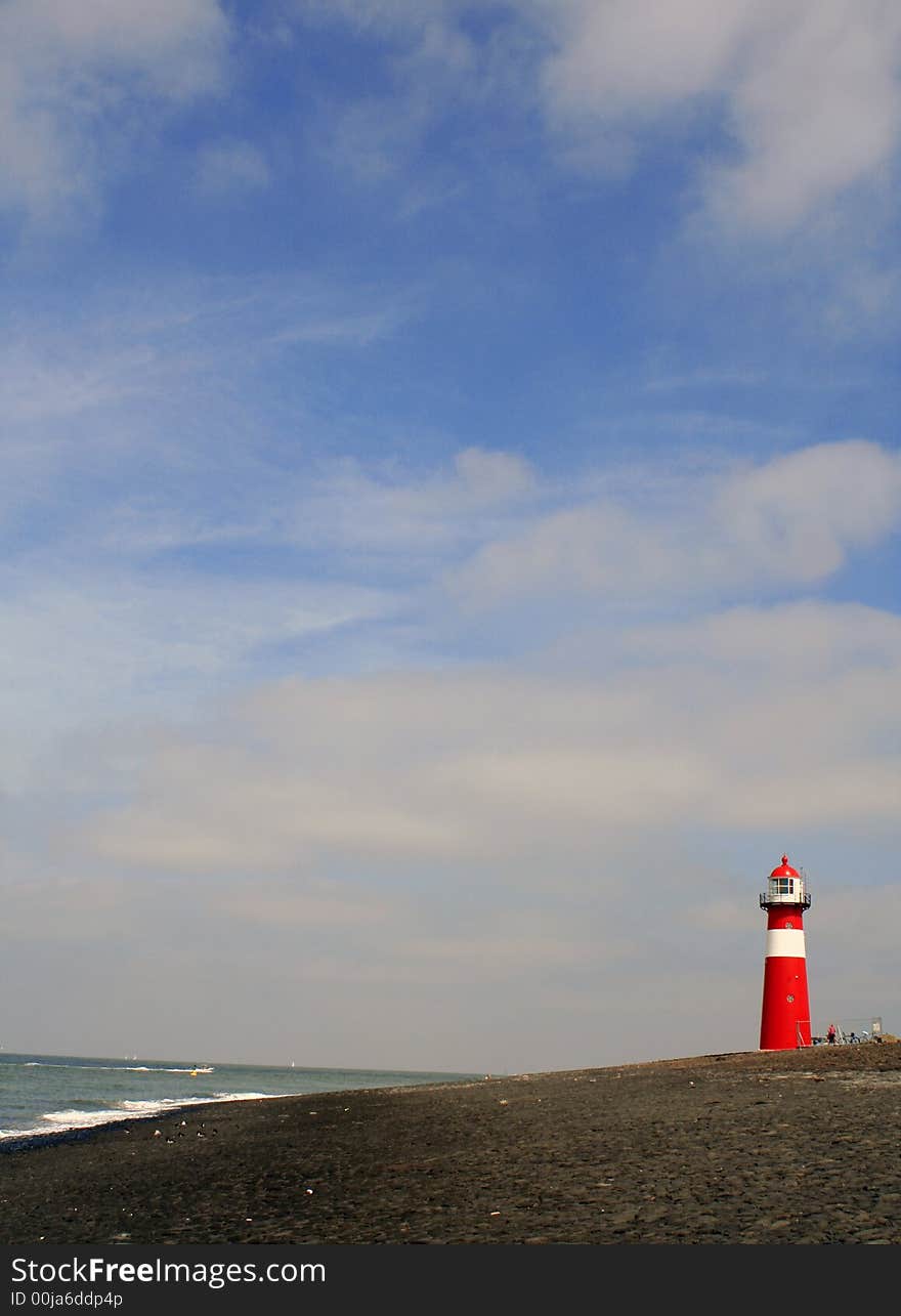 This beacon is photographed on coast of ocean in Holland.