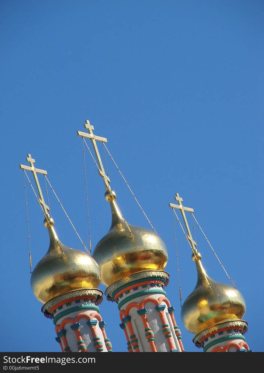 Domes of church in Moscow Kremlin. Domes of church in Moscow Kremlin.