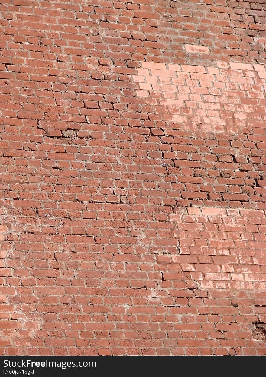 Red brick wall pattern, background.