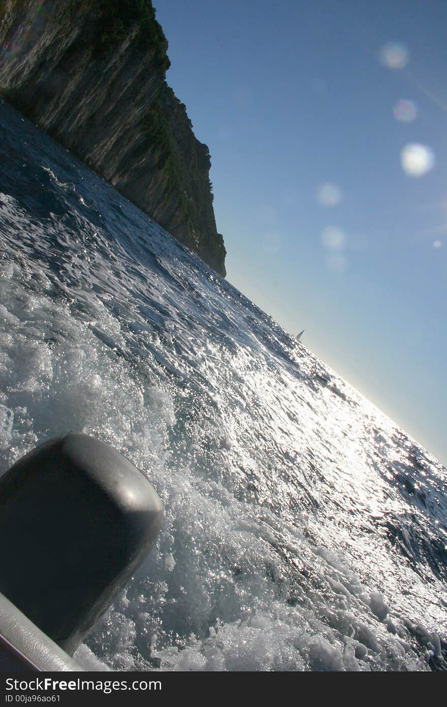 Waves from my boat / Sunset. Waves from my boat / Sunset