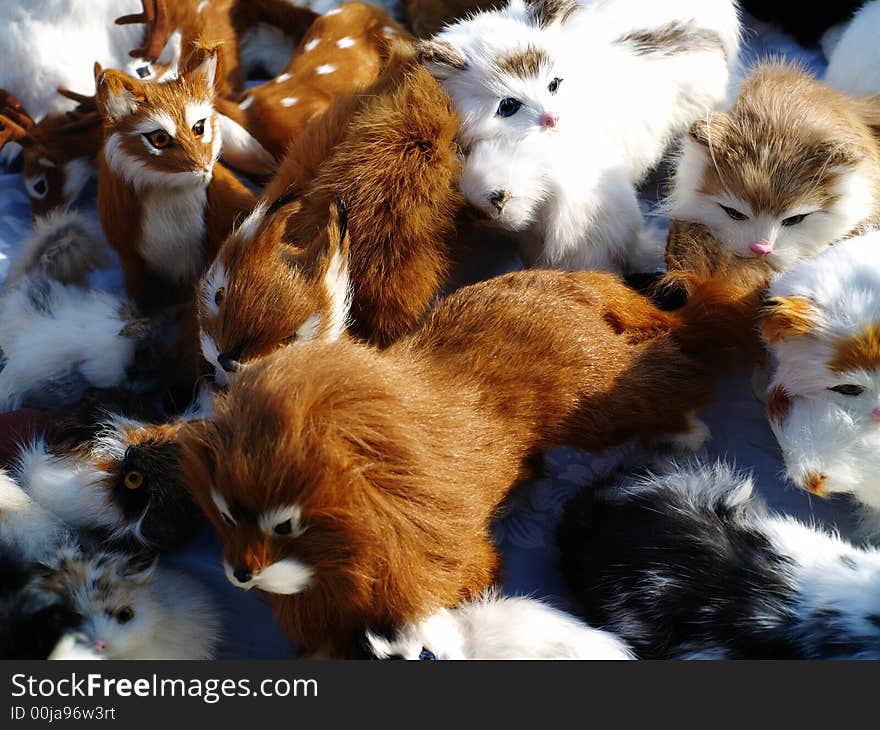 Home made fur toys - cats, foxes, squirrels. Home made fur toys - cats, foxes, squirrels