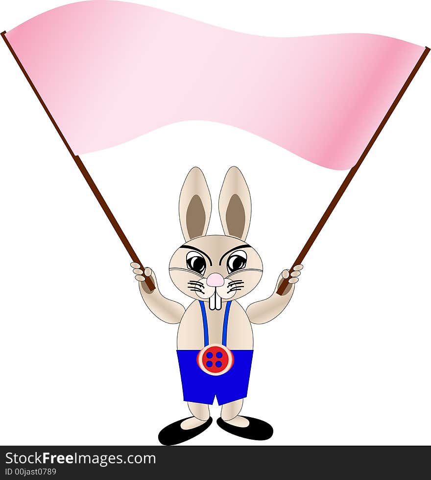 Hare with big rose flag