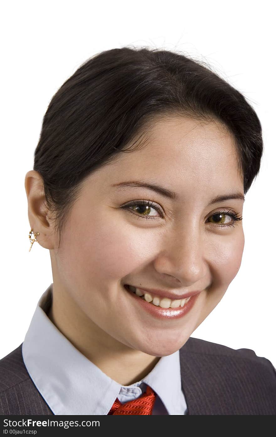 Young business woman isolated on a white background. Young business woman isolated on a white background