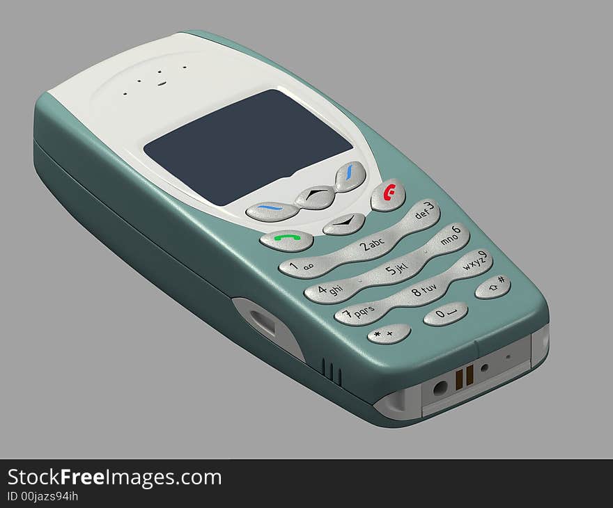 3D rendering of a mobile phone isolated