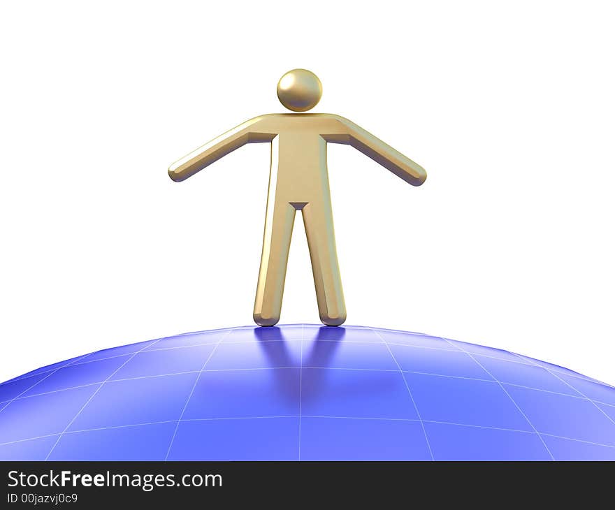 Man standing on the earth. 3d illustration. Man standing on the earth. 3d illustration.