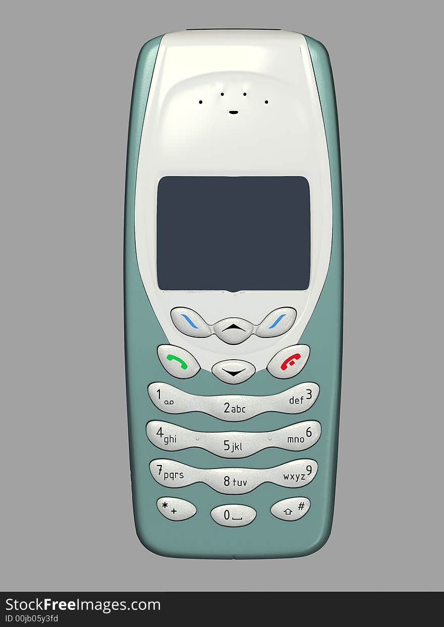 3D rendering of a mobile phone isolated