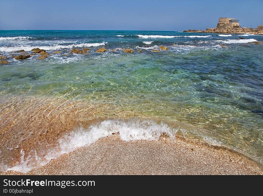 National park Caesarea on coast of Mediterranean sea in Israel. National park Caesarea on coast of Mediterranean sea in Israel