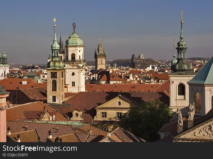 Prague photographed from top of a hill. Prague photographed from top of a hill