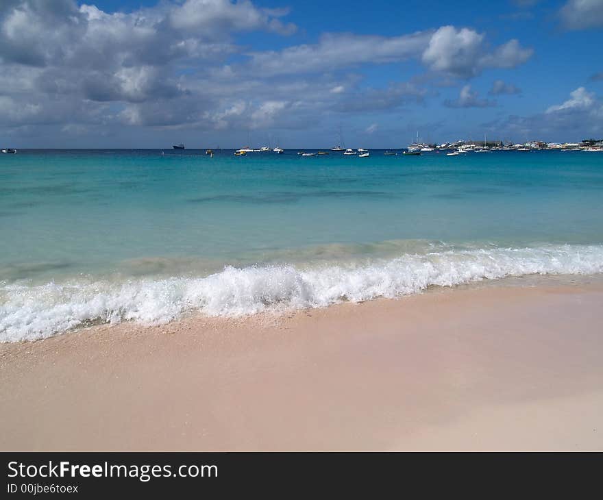 Soft waves on the beach of the Caribbean sea