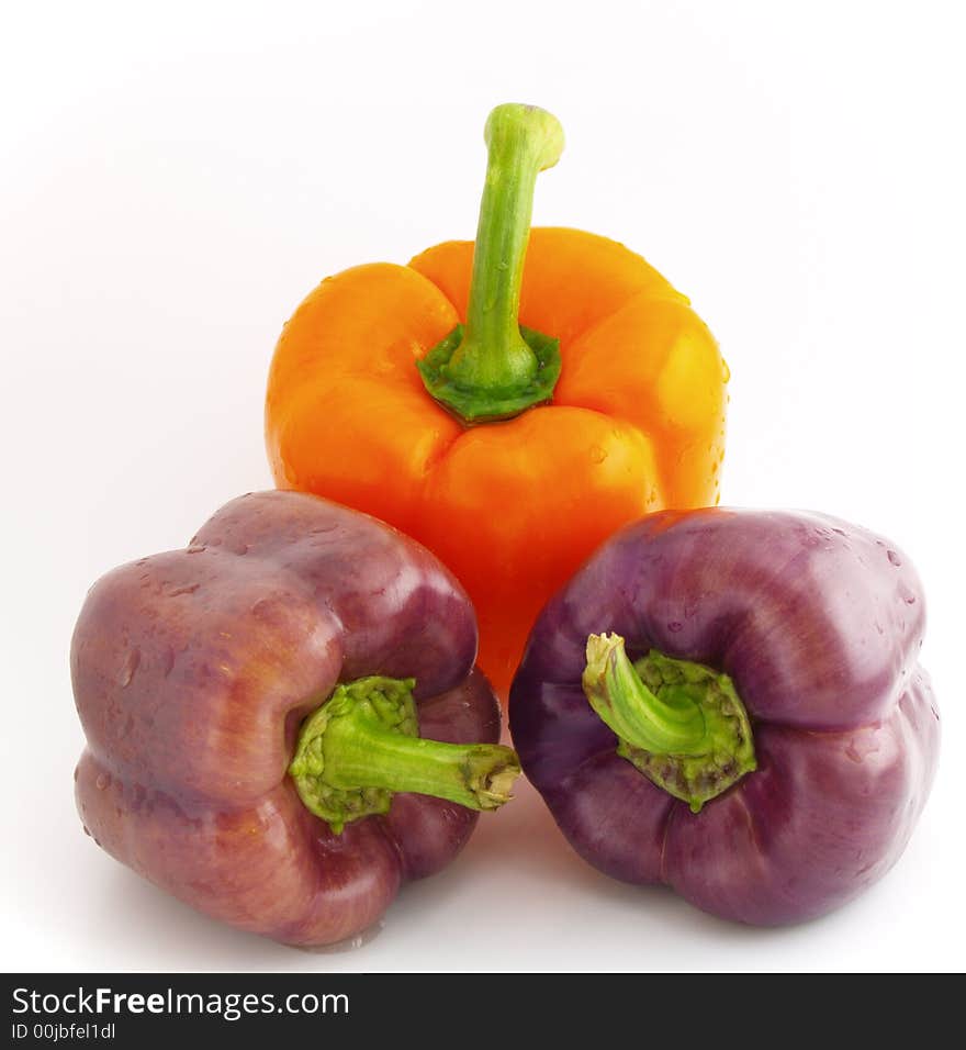 Three colourful pepper bells