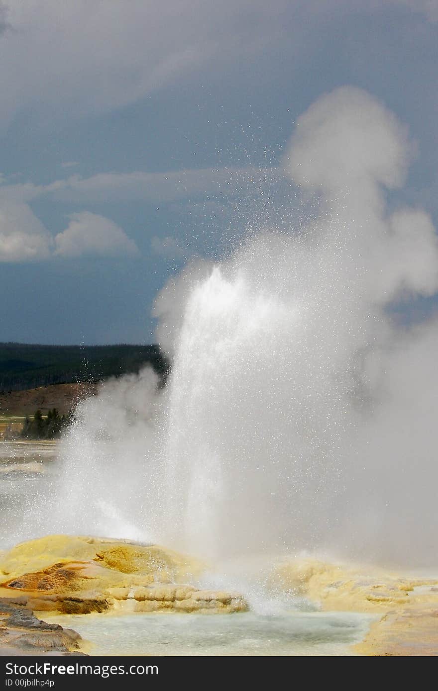 Geyser Eruption at Yellowstone National Park in Wyoming