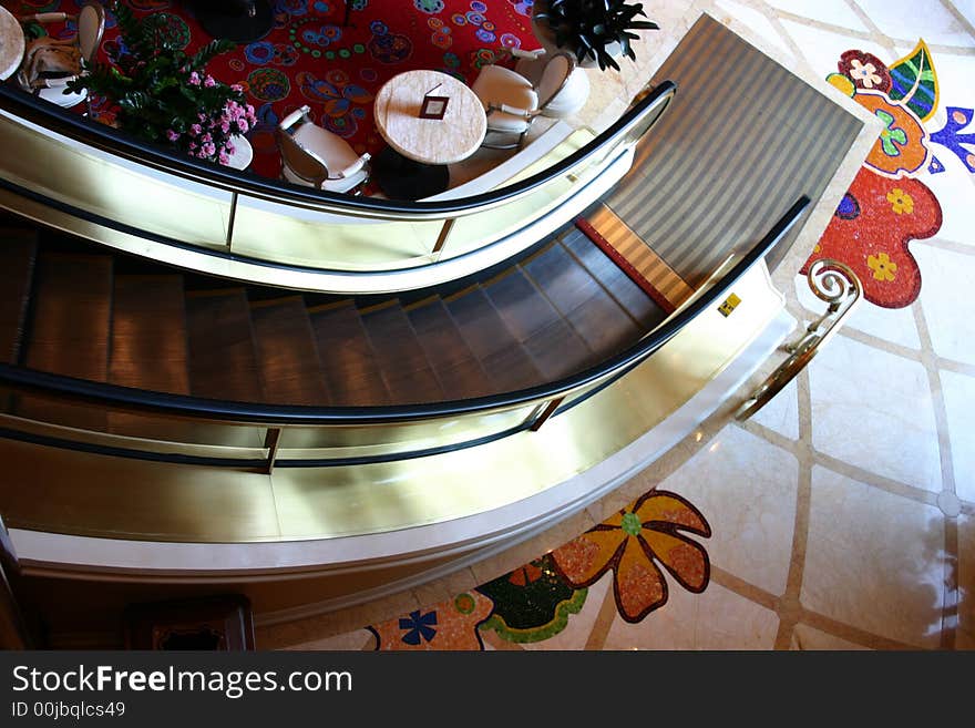 Posh Escalator Viewed From Above. Posh Escalator Viewed From Above