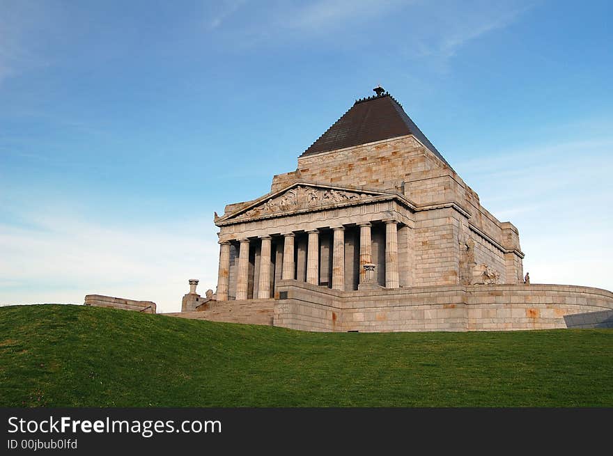 The Shrine of Remembrance - a war memorial in the city of Melbourne, Australia that is architecturally based on the acropolis in Athens