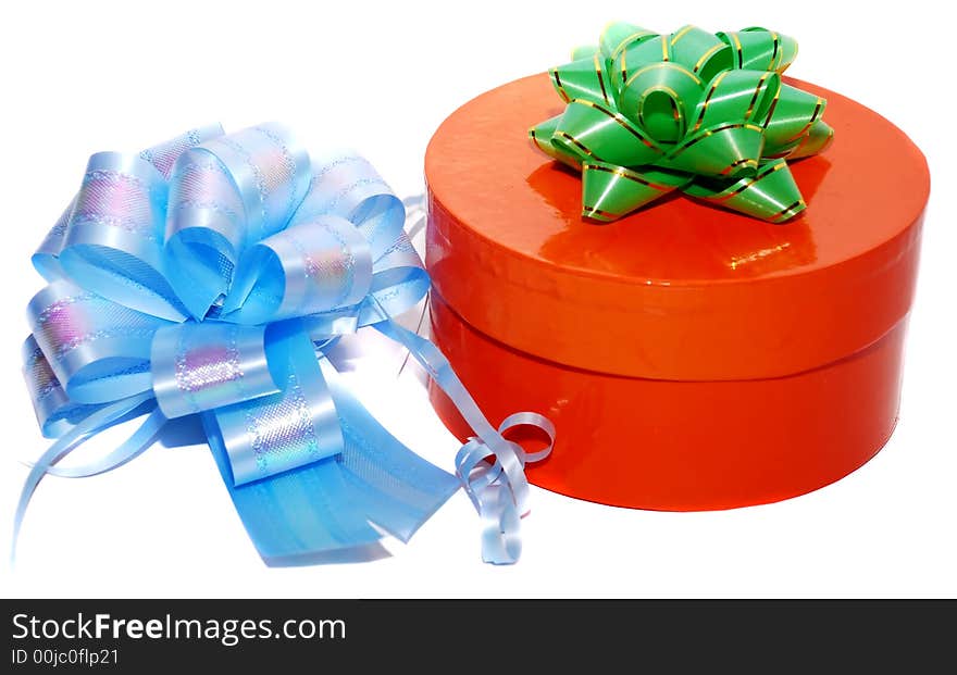 Orange present image on a white background. Orange present image on a white background