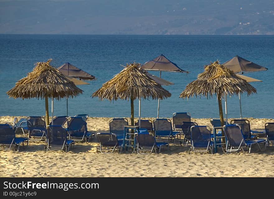 Umbrellas on exotic beach