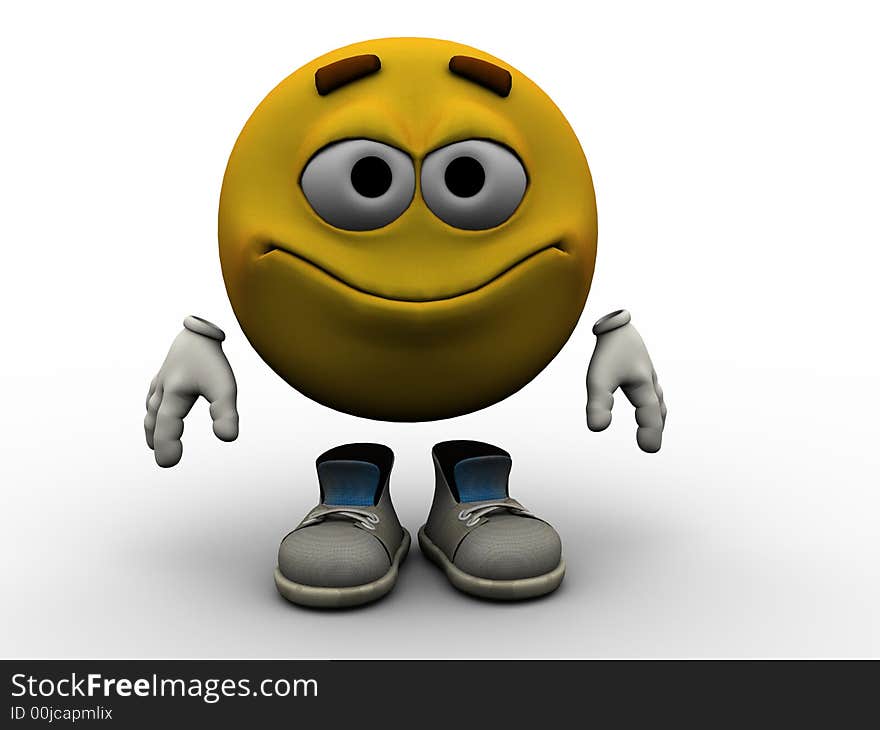 Smiling emoticon - rendered picture of that popular yellow emoticon. Smiling emoticon - rendered picture of that popular yellow emoticon.