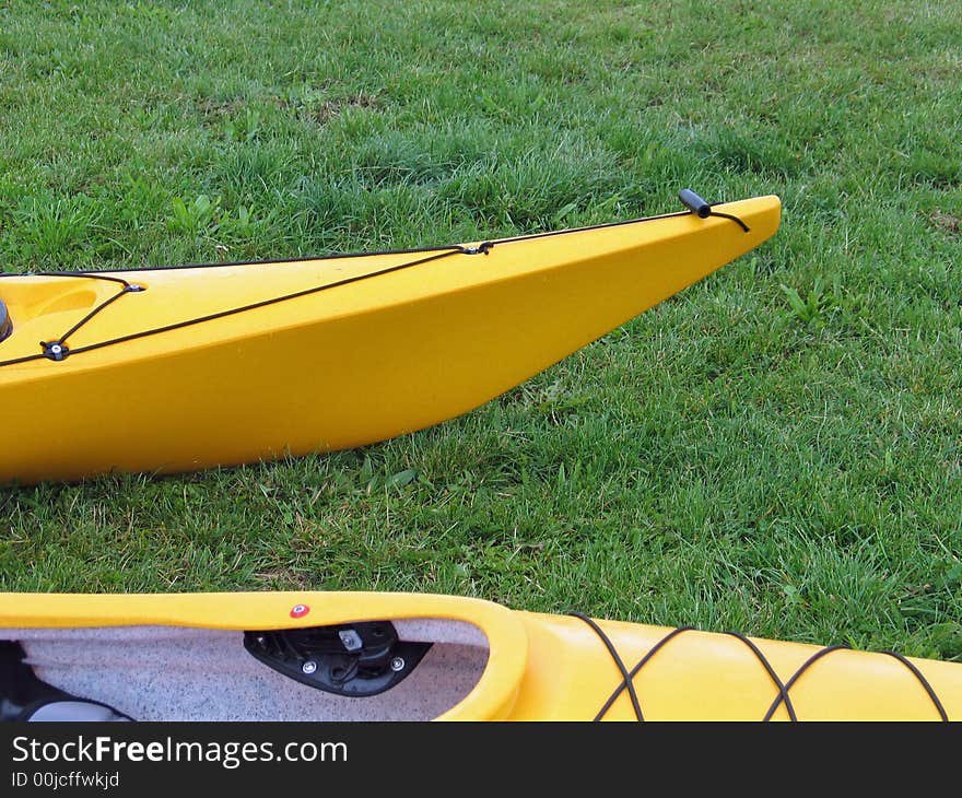 Kayaks just before going into the water ready for action. Kayaks just before going into the water ready for action