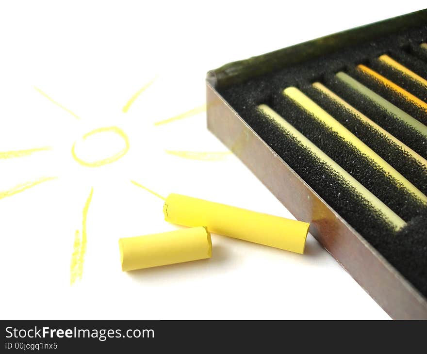 Picture of sun painted with yellow chalk