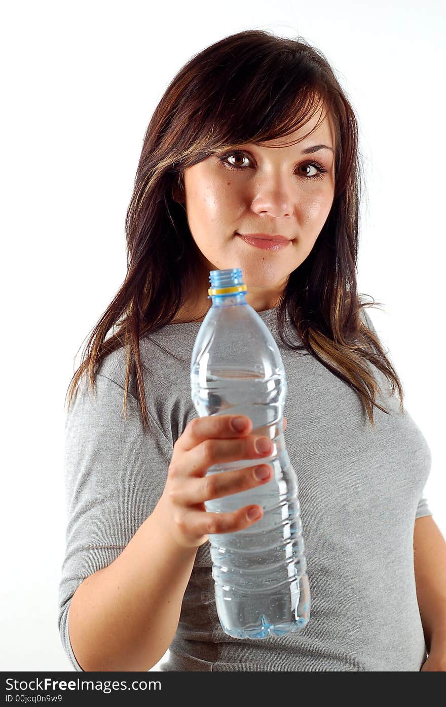 Woman with bottle of water