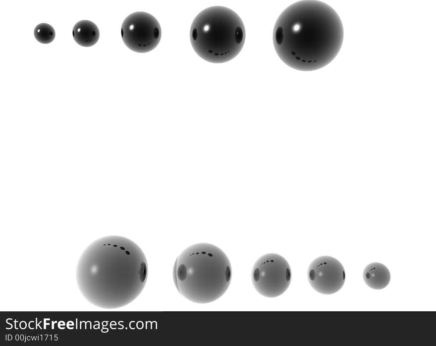 The spheres worth in ascending order, glass, grey, black