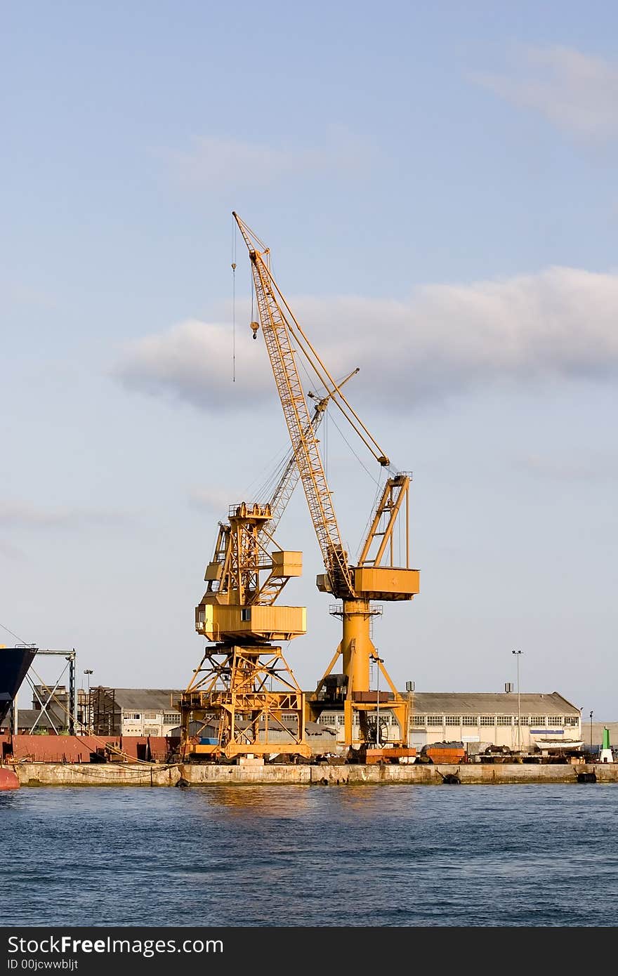 Cranes in the port of Barcelona, Catalonia, Spain. Cranes in the port of Barcelona, Catalonia, Spain