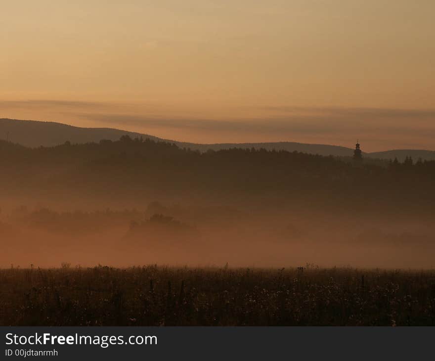 Rising sun landscape - The Czech Republic. Rising sun landscape - The Czech Republic