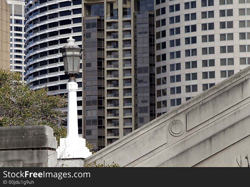 Modern Urban Office Building And Street Lamp In Sydney, Australia