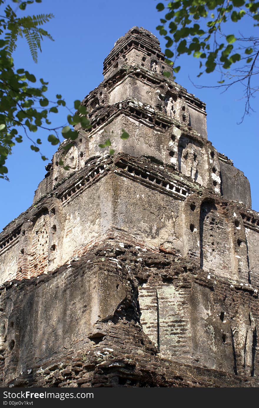 Tower Satmahal Prasada in Polonnaruwa