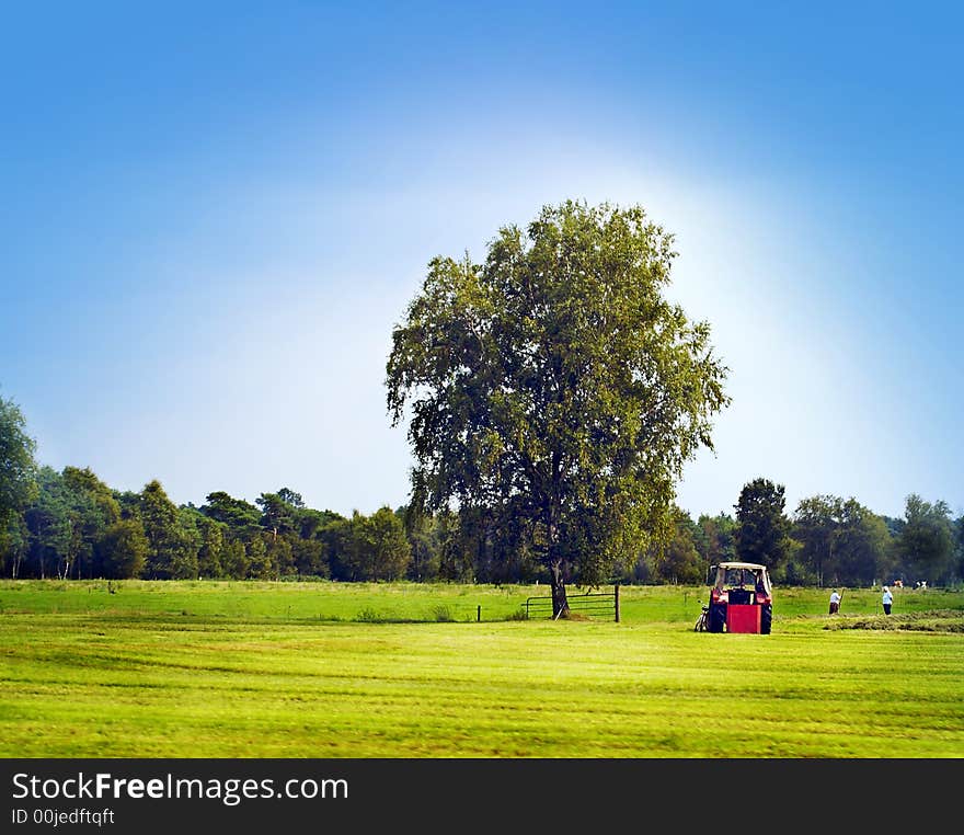 Landscape and tractor