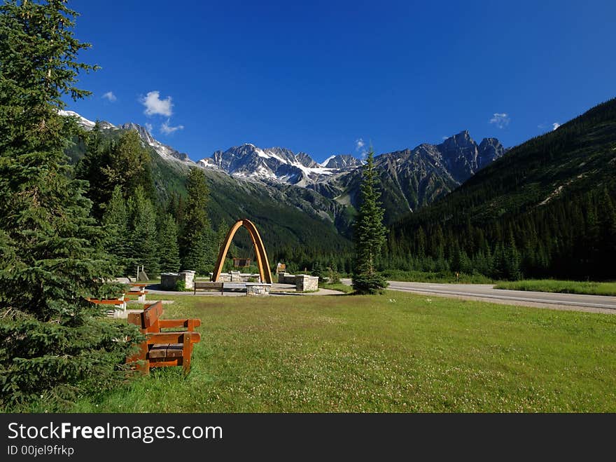 Arch and mountain, rogers pass, british columbia