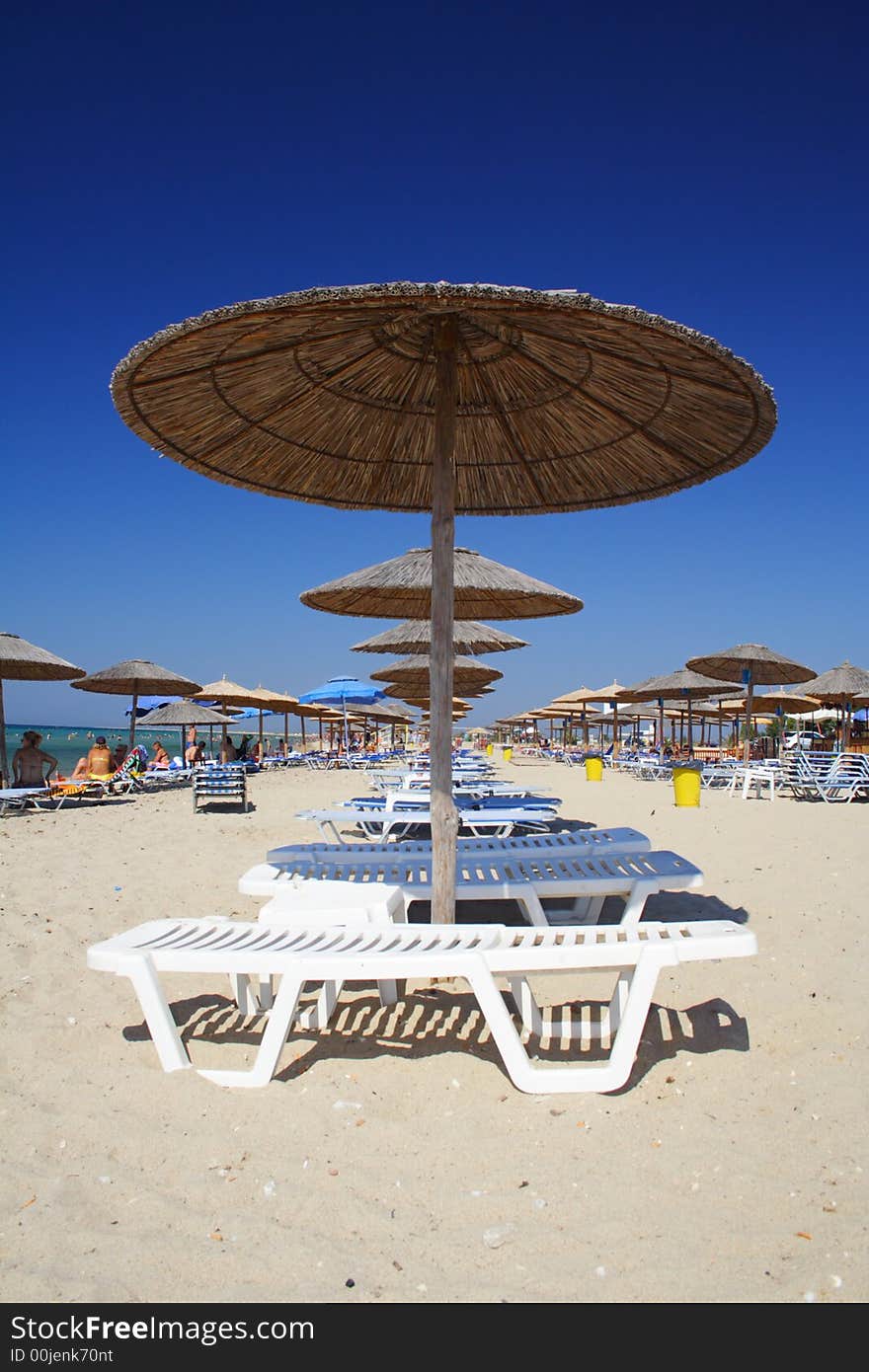 Beach with umbrellas