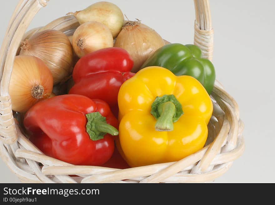 Basket with fresh peppers