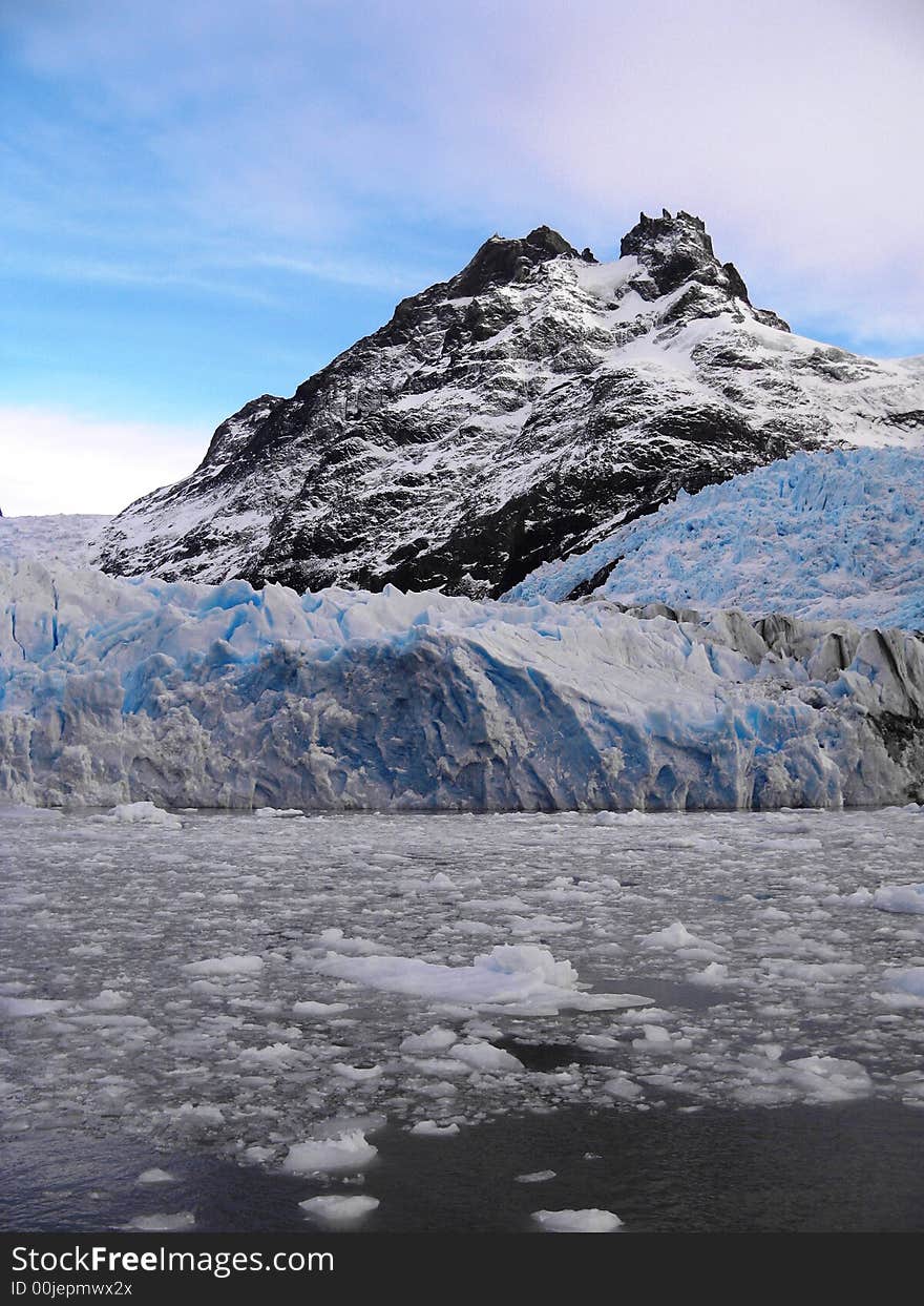 Cristina Bay Glacier at sunrise located in Argentina