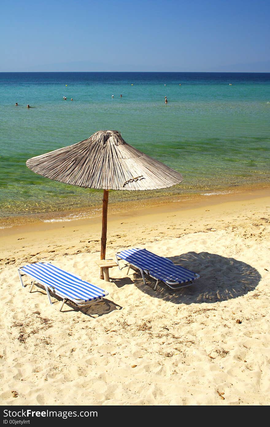 Beach with umbrellas