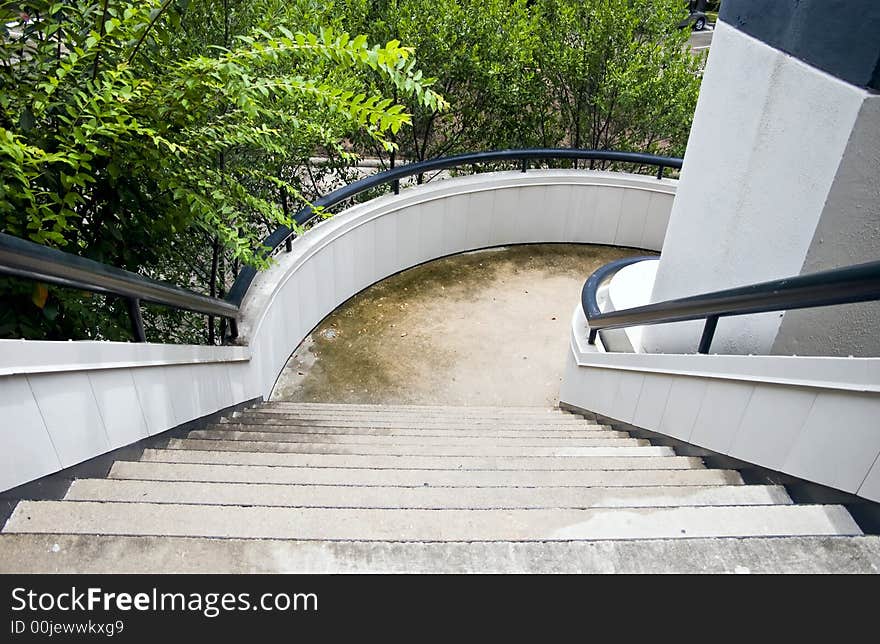 Shot from the top of an outdoor staircase. Shot from the top of an outdoor staircase