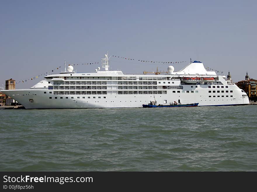 The sea liner at coast of Venice. The sea liner at coast of Venice