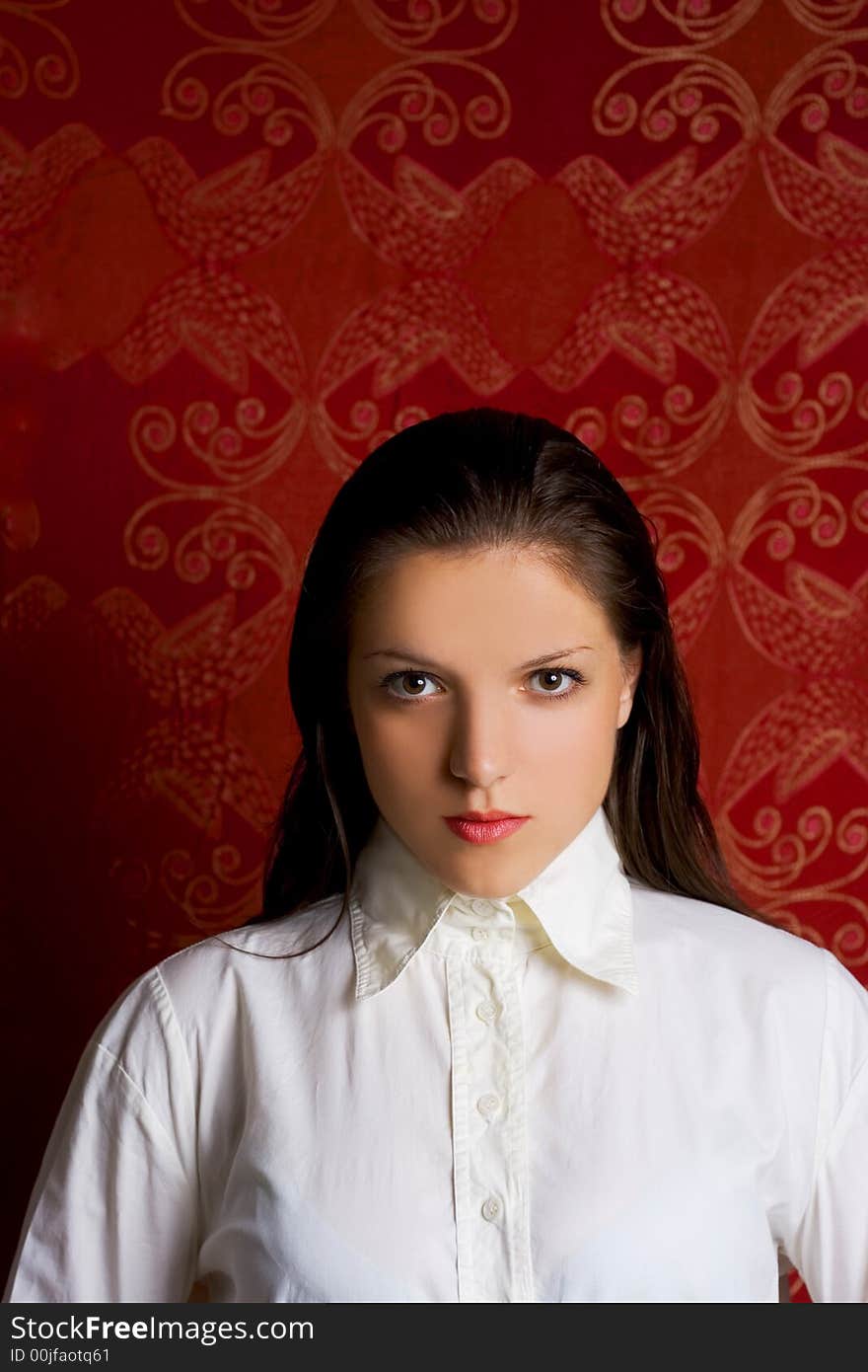 Portrait of a serious young woman. Portrait of a serious young woman