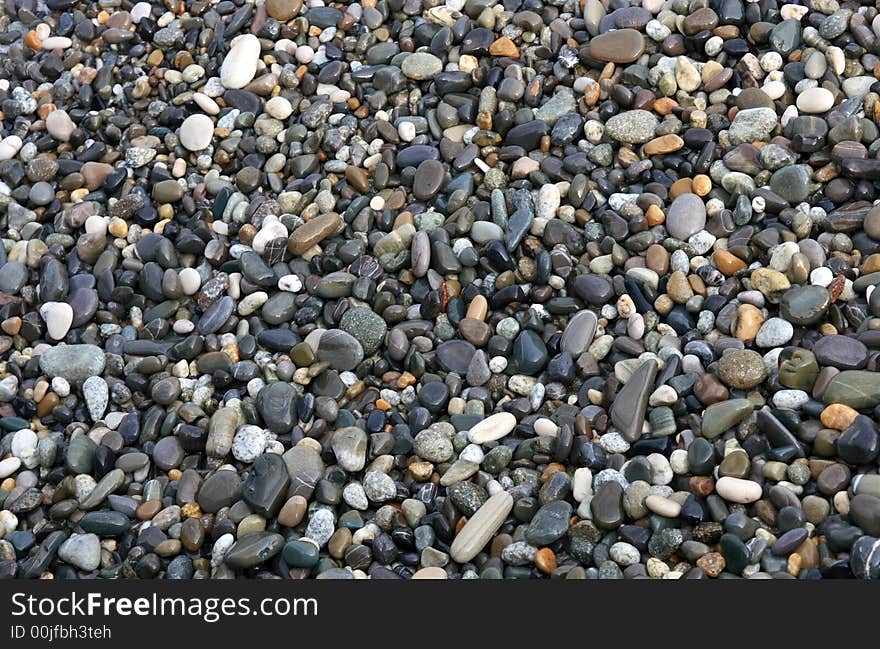Various sea pebbles in the coastline. Various sea pebbles in the coastline