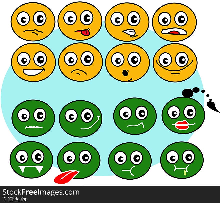 Smileys on a white background